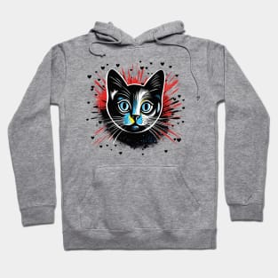 expressionist black cat design for cat owner gift Hoodie